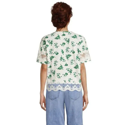 Women's Short Sleeve Slub Jersey Cutwork T-Shirt