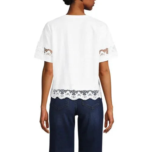 Women's Short Sleeve Slub Jersey Cutwork T-Shirt
