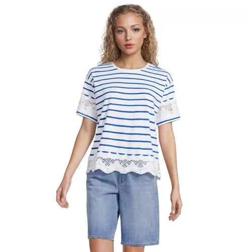 Women's Short Sleeve Slub Jersey Cutwork T-Shirt