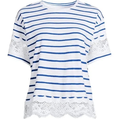 Women's Short Sleeve Slub Jersey Cutwork T-Shirt