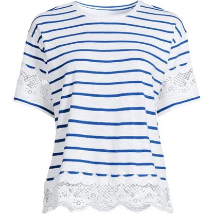 Women's Short Sleeve Slub Jersey Cutwork T-Shirt