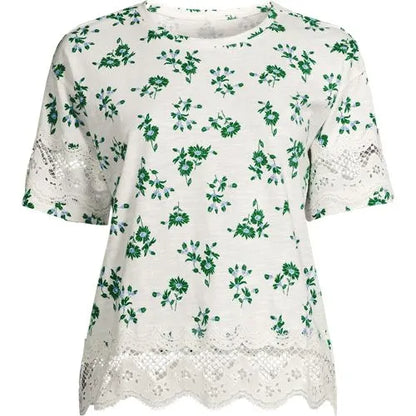 Women's Short Sleeve Slub Jersey Cutwork T-Shirt