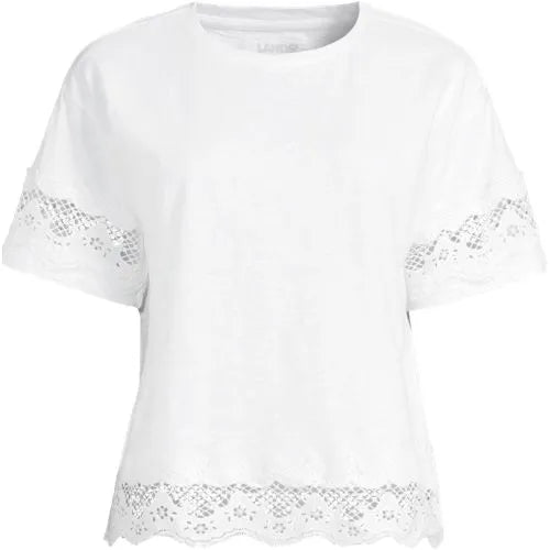 Women's Short Sleeve Slub Jersey Cutwork T-Shirt
