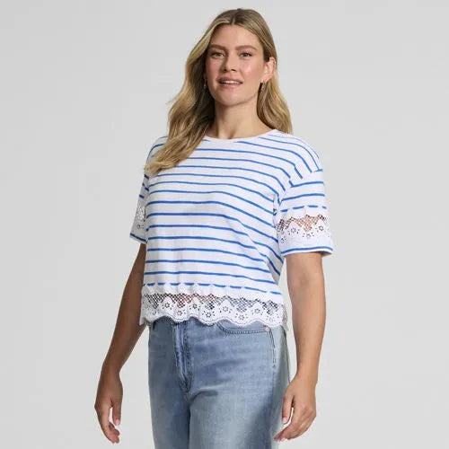 Women's Short Sleeve Slub Jersey Cutwork T-Shirt