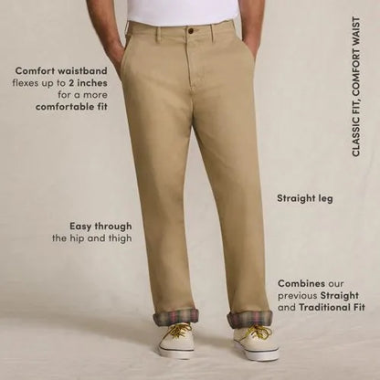 Men's Knockabout Comfort Waist Easy Classic Fit Flannel Lined Chino Pant