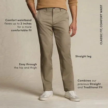 Men's Travel Kit Comfort Waist Easy Classic Fit Chino Pant