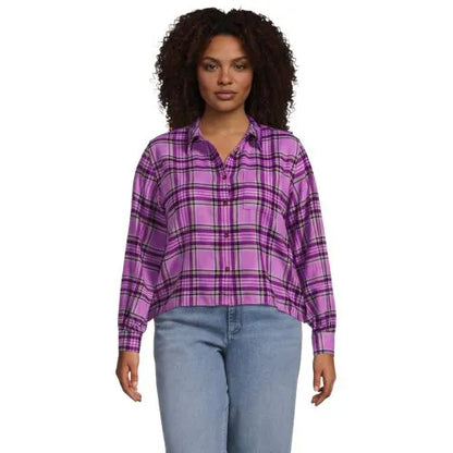 Women's Cropped Flannel Shirt