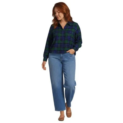 Women's Cropped Flannel Shirt