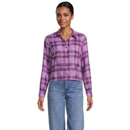 Women's Cropped Flannel Shirt