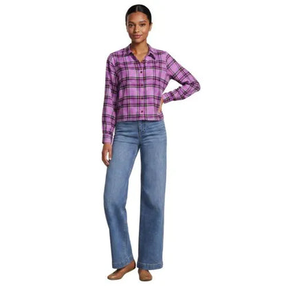 Women's Cropped Flannel Shirt