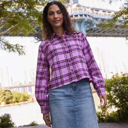 Women's Cropped Flannel Shirt