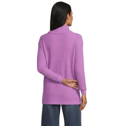 Women's Long Sleeve Waffle Cowl Neck Tunic