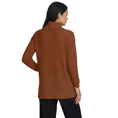 Women's Long Sleeve Waffle Cowl Neck Tunic
