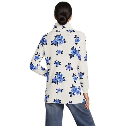Women's Long Sleeve Waffle Cowl Neck Tunic