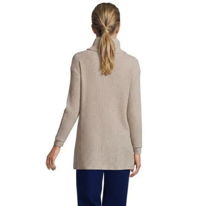 Women's Long Sleeve Waffle Cowl Neck Tunic