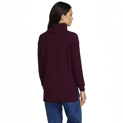 Women's Long Sleeve Waffle Cowl Neck Tunic