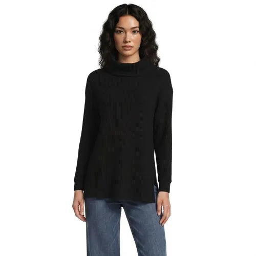 Women's Long Sleeve Waffle Cowl Neck Tunic
