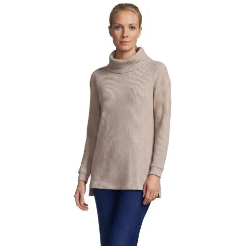 Women's Long Sleeve Waffle Cowl Neck Tunic