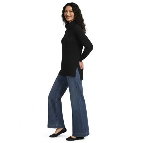 Women's Long Sleeve Waffle Cowl Neck Tunic