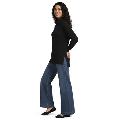 Women's Long Sleeve Waffle Cowl Neck Tunic