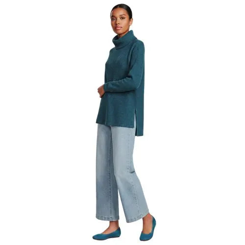 Women's Long Sleeve Waffle Cowl Neck Tunic