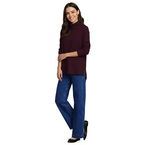 Women's Long Sleeve Waffle Cowl Neck Tunic