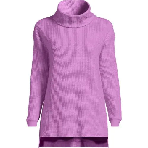 Women's Long Sleeve Waffle Cowl Neck Tunic