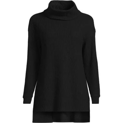 Women's Long Sleeve Waffle Cowl Neck Tunic