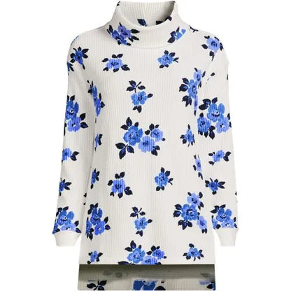 Women's Long Sleeve Waffle Cowl Neck Tunic
