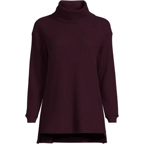Women's Long Sleeve Waffle Cowl Neck Tunic