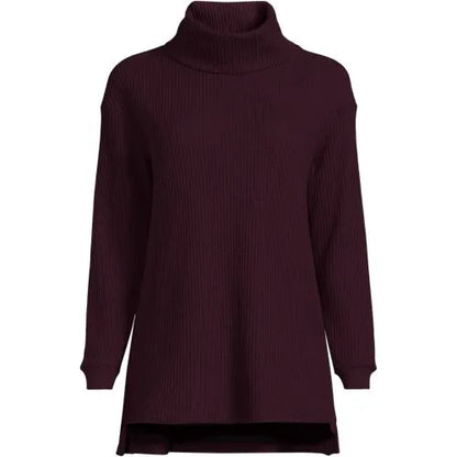 Women's Long Sleeve Waffle Cowl Neck Tunic