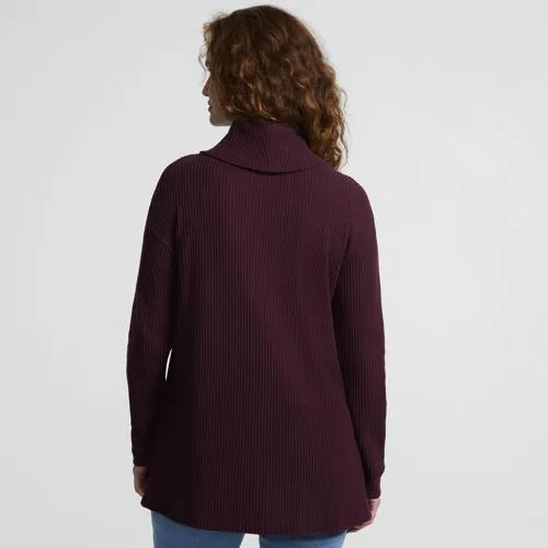 Women's Long Sleeve Waffle Cowl Neck Tunic
