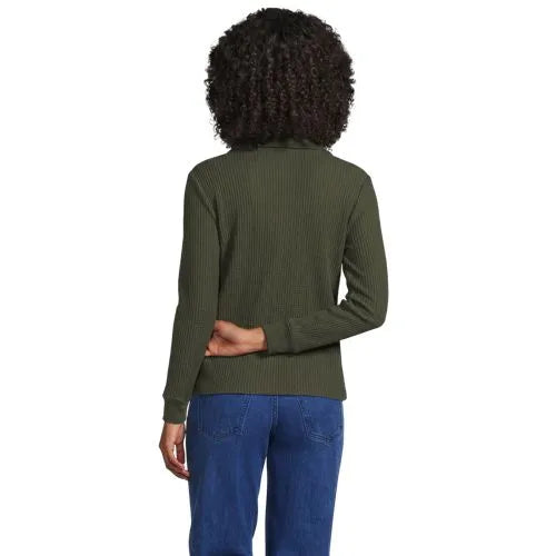Women's Long Sleeve Waffle Collared Shacket
