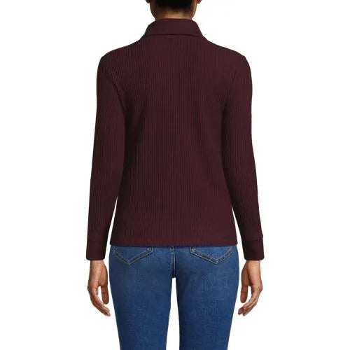 Women's Long Sleeve Waffle Collared Shacket
