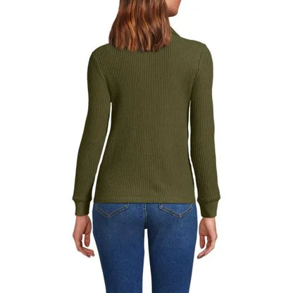 Women's Long Sleeve Waffle Collared Shacket
