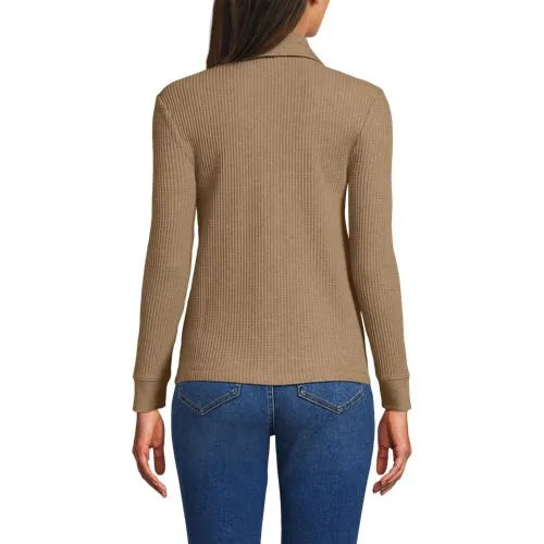 Women's Long Sleeve Waffle Collared Shacket
