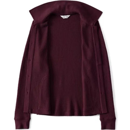 Women's Long Sleeve Waffle Collared Shacket