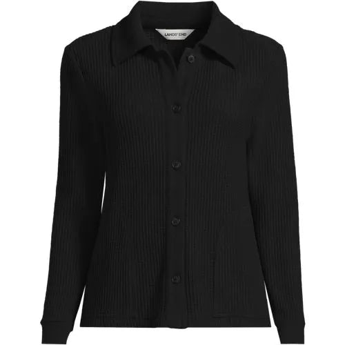 Women's Long Sleeve Waffle Collared Shacket
