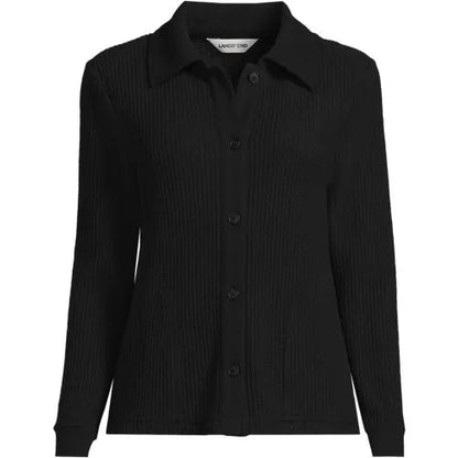 Women's Long Sleeve Waffle Collared Shacket
