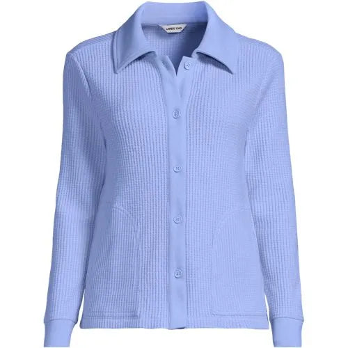 Women's Long Sleeve Waffle Collared Shacket