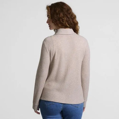 Women's Long Sleeve Waffle Collared Shacket