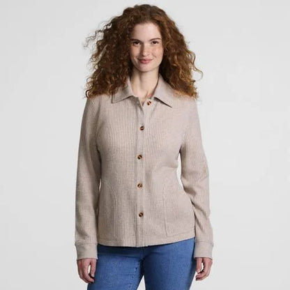 Women's Long Sleeve Waffle Collared Shacket