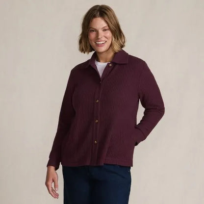 Women's Long Sleeve Waffle Collared Shacket