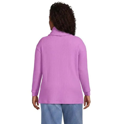 Women's Long Sleeve Waffle Cowl Neck Tunic