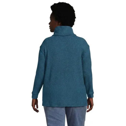 Women's Long Sleeve Waffle Cowl Neck Tunic