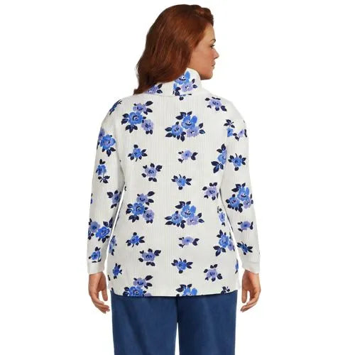 Women's Long Sleeve Waffle Cowl Neck Tunic