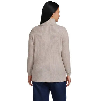 Women's Long Sleeve Waffle Cowl Neck Tunic