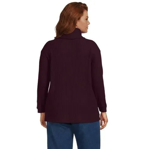 Women's Long Sleeve Waffle Cowl Neck Tunic