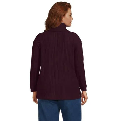Women's Long Sleeve Waffle Cowl Neck Tunic
