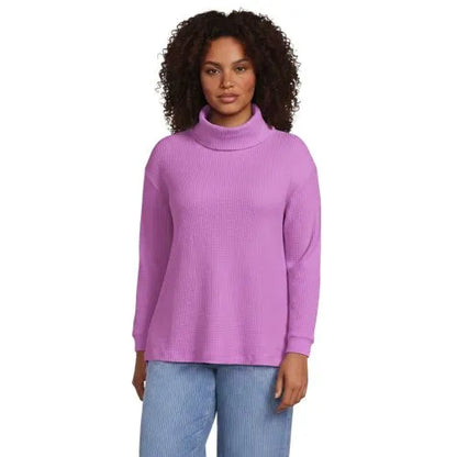 Women's Long Sleeve Waffle Cowl Neck Tunic